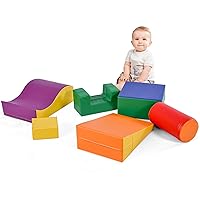 Indoor Baby Climbing Frame,Indoor Baby Climbing Play Set,Indoor Obstacle Course for Toddlers and Preschoolers,Soft PU Leather,Non-Slip Bottom,Set of 6 Colorful A