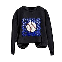 Baseball Sweatshirt Women Crewneck Sweatshirts Graphic Funny Cute Baseball Letter Casual Pullover Tops Fashion Blouse