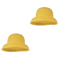 ERINGOGO 2pcs Doll Straw Hat Kids Arts and Crafts Decoration for Home Hat Topper Mini Christmas Doll Hat Handmade Crafts Ornament Crafts Mini Formal Hats Has Miniature Accessories Child