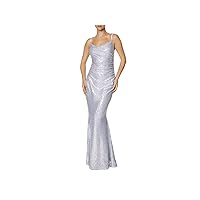 Laundry Womens Silver Stretch Sequined Zippered Adjustable Straps Lined Sleeveless Cowl Neck Full-Length Formal Mermaid Dress 6