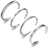 RIOSO 4 Pcs Cuff Bangle Bracelet for Women Open Wide Wire Bracelets Gold Wrist Cuff Wrap Bracelet, Women's, Size: Adjustable