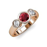 Ruby and Diamond (SI2, G) Infinity Three Stone Ring 1.85 ct tw in 14K Rose Gold