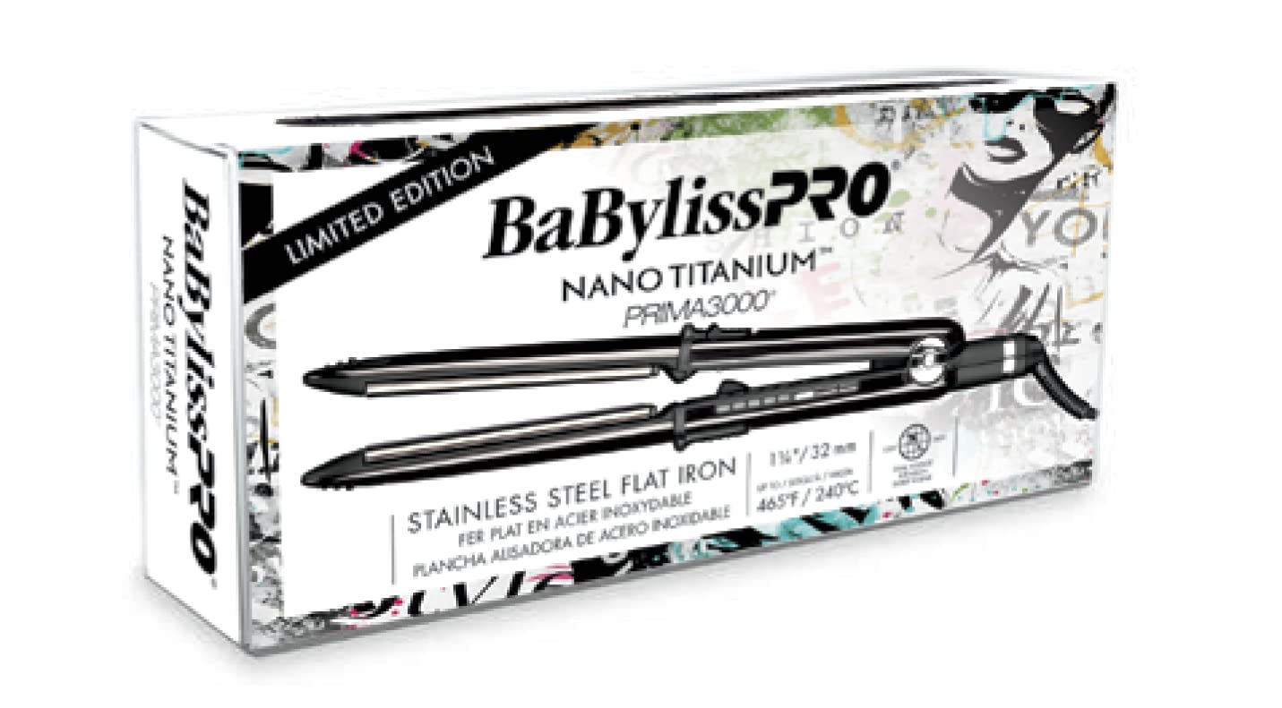 BaBylissPRO Nano Titanium Prima Ionic Hair Straightener, Curl and Straighten Hair With One Professional Tool