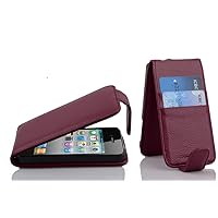 Case Compatible with Apple iPhone 4 / iPhone 4S in Pastel Purple - Flip Style Case Made of Faux Leather with Card Slot - Wallet Etui Cover Pouch PU Leather Flip