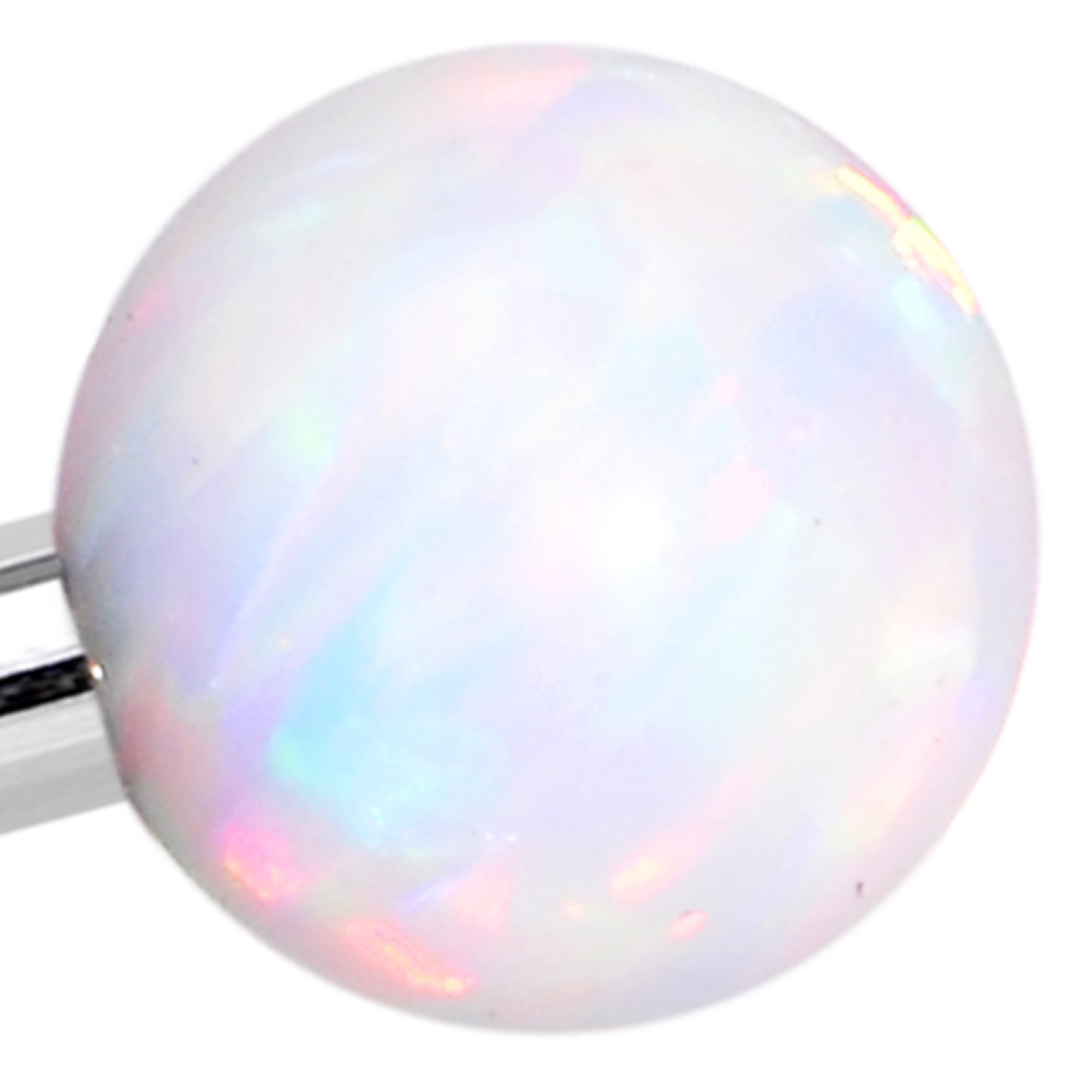 Body Candy Stainless Steel White Synthetic Opal Industrial Barbell 35mm