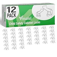 Vmaisi 12 Pack Baby Proofing Cabinets Drawer Lock with Adhesive Easy Installation (White) - Bundle with Electrical Safety ChildProof Plug Protector - (Clear, 38 Pack)