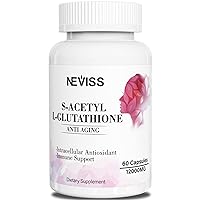S-Acetyl L-glutathione Capsules 200 mg, L-Glutathione Supplement, Detoxifies, Removes Free Radicals,Immune Support, Lightening, Anti-Aging,with Hydrolyzed Collagen, Hyaluronic Acid,60 Count