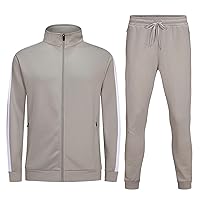 Men's 2 Piece Outfits Full Zip Long Sleeve Tracksuit Casual Jogging Set Cycling Training Solid Color Sportwear 2024