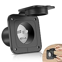 Flanged Inlet Male Power Receptacle NEMA 5-15P RV Shore Power Plug 15 Amp 125 Volt 2 Pole 3-Wire for RV Shed Marine Boat ETL Listed
