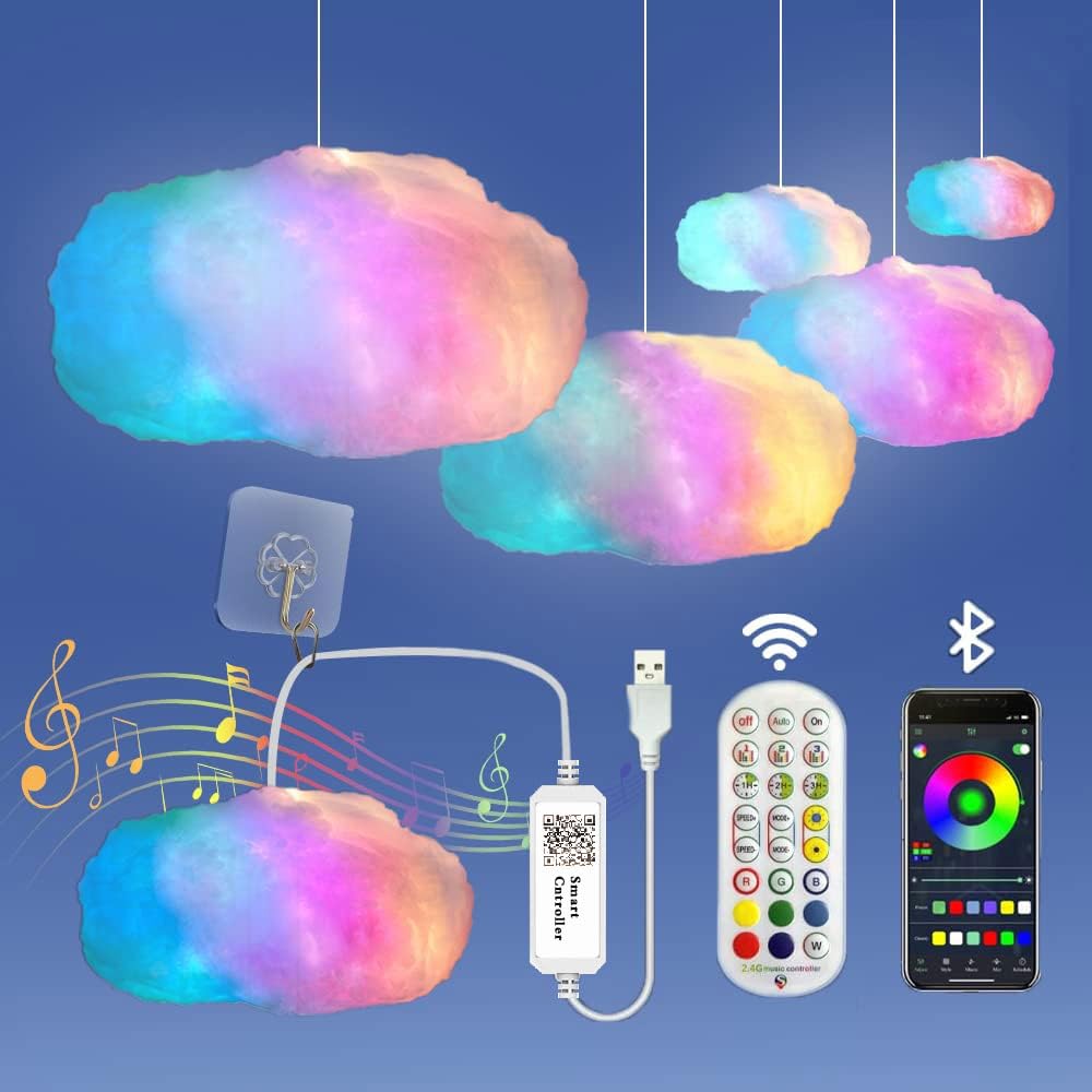 FLAGTOP LED Cloud Light for Bedroom, Floating Cloud Light for Room with Remote and App Control, RGB Cool Cloud Lamp for Kids Room Décor, Ceiling, Class Room