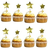 Gold Twinkle Twinkle Little Star Cupcake Toppers Mini Birthday Cake Snack Decorations Picks Suppliers Party Accessories for Wedding Baby Shower 40PC (Gold) (Gold)