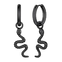 Snake Drop Earrings for Women Fashion Punk Snake Statement Dangle Earring Black Ear Accessories for Costume Party