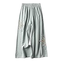 SNKSDGM Womens Wide Leg Linen Pants Dressy Casual High Waisted Palazzo Pant Soft Oversized Trouser with Pocket
