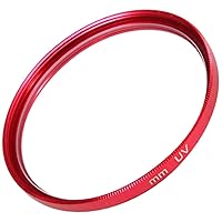 F-Foto Protective Lens Filter, Slim Type, Compatible with Various Companies, Thin, UV Protection Filter, Red or Black Frame, 1.7 inches (43 mm), Red