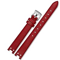 Genuine Leather Watch Strap for Anne Klein Watchband Notch AK Girl Simple Elegant Belt Small Dial Retro Watch Band 12mm White (Color : Red-Steel, Size : 12mm)