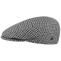 LIERYS Britain Hundstitt Men's Flat Cap - Made in Italy - Wool Flat Cap - Modern Fabric Hat with Smooth Lining - Peaked Cap with Checked Pattern - Summer / Winter