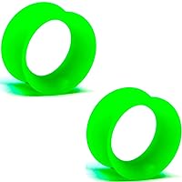 KAOS BRAND: Pair of UV Green Silicone Double Flared Skin Eyelets