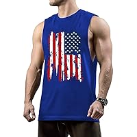 Men American Flag Tank Tops Sleeveless Gym Shirt Graphic Workout Patriotic Tank Top