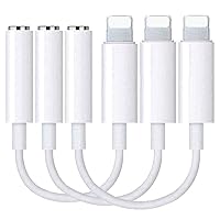 3 Pack Lightning to 3.5 mm Headphone Jack Adapter, Apple MFi Certified iPhone Audio Dongle Cable Earphones Headphones Converter Compatible with iPhone 12/12 Pro/11/11 Pro/X/XR/XS/XS Max/8/7