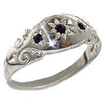 925 Sterling Silver Natural Sapphire Womens Band Ring - Sizes 4 to 12 Available