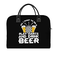 Darts Beer Travel Tote Bag Large Capacity Laptop Bags Beach Handbag Lightweight Crossbody Shoulder Bags for Office