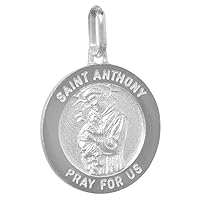 12mm Dainty Sterling Silver St Anthony Medal Necklace 1/2 inch Round Nickel Free Italy