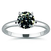 7.34 ct VVS1 Round Moissanite Solitaire Silver Plated Engagement Ring Brown Green Color Size 7