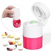 Pill Crusher and Grinder,SZREDU Small Size Vitamins and Tablets Grinder,Pill Crusher Grinder Fine Powder,Travel Pill Cutter with Cup,Multifunction Medicine Grinder with Pill Storage