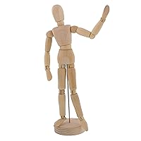 US Art Supply Wood Artist Drawing Manikin Articulated Mannequin with Base and Flexible Body - Perfect for Drawing The Human Figure (5 Male)