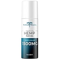 New Hemp Oil Roll On - Ideal Relief for Muscles, Hips, Joints, Neck, Back, Elbows, Fingers, Hands, and Knees Made in USA (1500mg Roll-On)