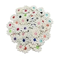 100pcs Daisy Flowers Embroidered Sew On Applique Floral Lace Patch Milk Fiber Sewing Trims Clothes Wedding Dress Craft DIY