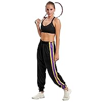 Women's Athletic Tear Away Fitness Pants for Post Surgery Side Snap Button Sweatpants Jogging Workout with Pockets