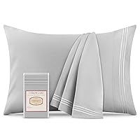 Mellanni Pillow Cases Standard Size Set of 2 - Iconic Collection Pillowcases - Luxury, Extra Soft, Cooling Pillow Covers - Wrinkle, Fade, Stain Resistant (2 PC Standard/Queen 20