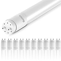 Sunco 10 Pack 4ft. T8 Indoor Industrial Commercial Warehouse Garage Home Replacement Improvement Frosted Strip LED Tube Light, 2400 Lumens, Type A+B, 5000K, 20W, Non-Dimmable, AC120-277V - UL, FCC