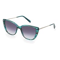 Fossil Women's Female Sunglasses Style FOS 2101/G/S Cat Eye, Green/Gray Shaded, 54mm, 17mm