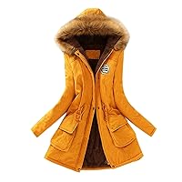Womens Warm Fur Collar Long Coat Hooded Slim Winter Parka Outwear Jacket