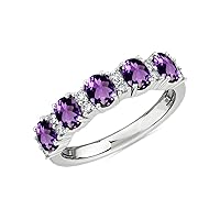 Choose Your Color Gemstone 925 sterling-silver Solitaire Eternity Promise Band Ring Beautiful Chakra Healing Birthstone Bridal Wedding Jewelry for Women Girls Rings Size US 4 To 13