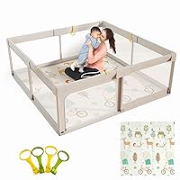 Mloong Baby Playpen with Mat, 59x71 Inches Extra Large Playpen for Babies and Toddlers, Indoor & Outdoor Activity Center, Safety Baby Fence with Gate,Baby Play Pen, Baby Play Yards