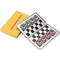 Interesting Portable Small Chess, Foldable Leather Chess Set with Chess Pieces, Travel Board Games for Kids and Adults Fun
