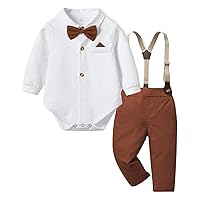 YiZYiF Boys Formal Outfit Suit 3Pcs Clothing Set Long Sleeve Bowtie Shirt+Vest+Pants Wedding Suit Baptism Christening
