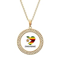 Love Zimbabwe Heart Round Diamond Necklace Fashion Pendant Jewelry Gift for Men Women