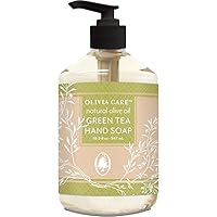 Liquid Hand Soap Green Tea & Olive Oil. All Natural - Cleansing, Germ-Fighting, Moisturizing Hand Wash for Kitchen & Bathroom - Gentle, Mild & Natural Scented - 18.5 OZ