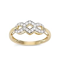 Mother's Day Gift For Her 1/4 cttw White Diamond Cuban style Head Ring crafted in 10KT Yellow Gold Real Diamond Ring for Women