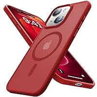 Strong Magnetic for iPhone 15 Case [Compatible with MagSafe] [Military-Grade Drop Tested] Shockproof Protective Slim Translucent Matte Phone Case for iPhone 15 Phone Case, Red