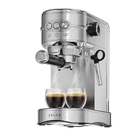 JASSY Espresso Maker 20 Bar Cappuccino Coffee Machine with Milk Steamer for Espresso/Cappuccino/Latte/Mocha for Home Brewing,Single/Double Cup Control,Small Size for Kitchen
