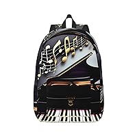 Music Note Pianos Print Canvas Laptop Backpack Outdoor Casual Travel Bag Daypack Book Bag For Men Women