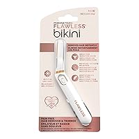 Flawless Bikini Shaver and Trimmer Hair Remover for Women, Dry Use Electric Razor, Personal Groomer for Intimate Ladies Shaving, No Bump, Smooth Shave