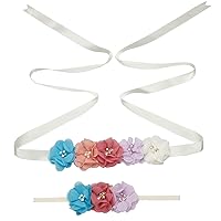 Lauthen.S Maternity Flower Sash Headband Set Women Girls Wedding Baby Shower Sash Belt