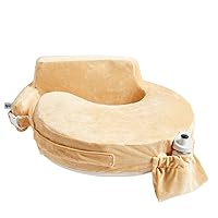 Super Deluxe Nursing Pillow - Enhanced Comfort & Ergonomic Breastfeeding Pillow for Ultimate Support For Mom & Baby - Adjustable and with Handy Side Pocket, Gold