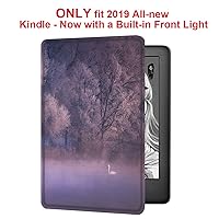 Young me martShell Case for 2019 All-New Kindle with Hand Strap - The Thinnest and Lightest Leather Cover Auto Sleep/Wake for 2019 All-New Kindle - Now with a Built-in Front Light (Swan Lake)